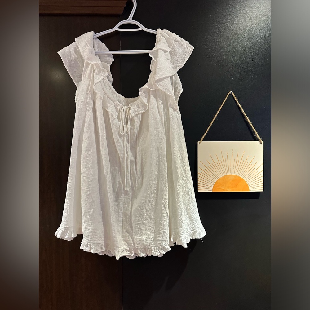 Out from under White Ruffled Sleeveless Peasant Tunic/dress - Women